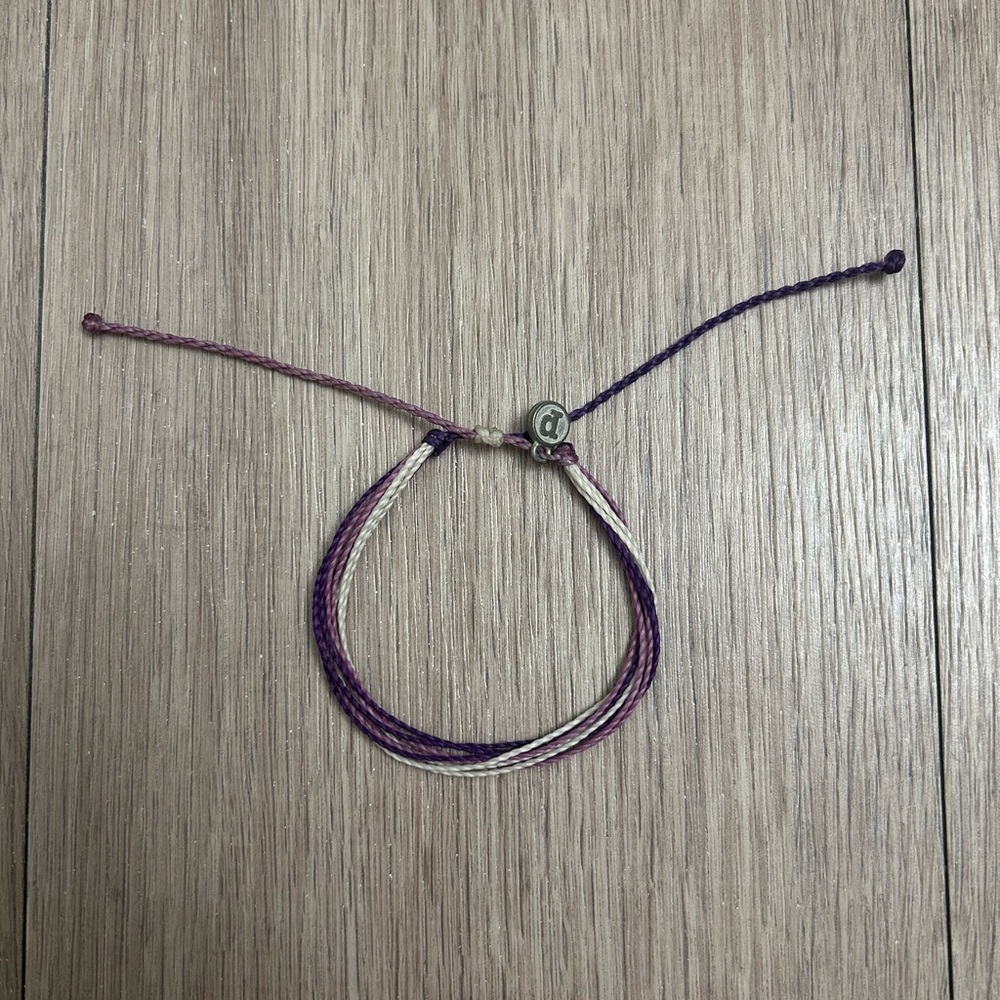 Pura Vida Purple and Cream Adjustable Bracelet